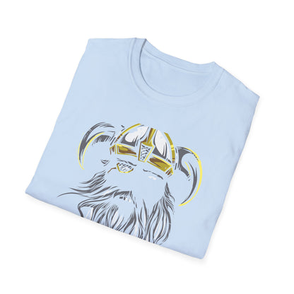Majestic Viking T-Shirt: Legendary Norse Warrior with Golden Horned Helmet & Braided Beard - Epic Men's Tee Gift