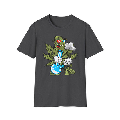 Epic 420 Stoner Leaf T-Shirt - Funny Cartoon Weed Character Bong Tee - Rad Cannabis Culture Gift for Men & Women