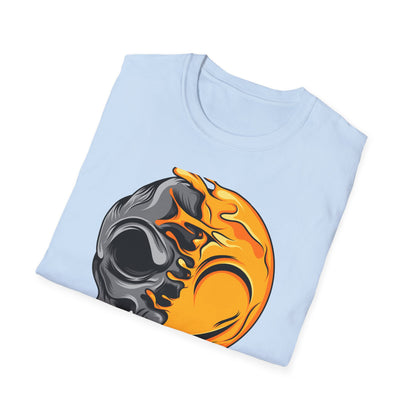 Vibrant Melting Skull & Sun T-Shirt | Psychedelic Dripping Skull Art Tee | Edgy Streetwear Graphic Tee