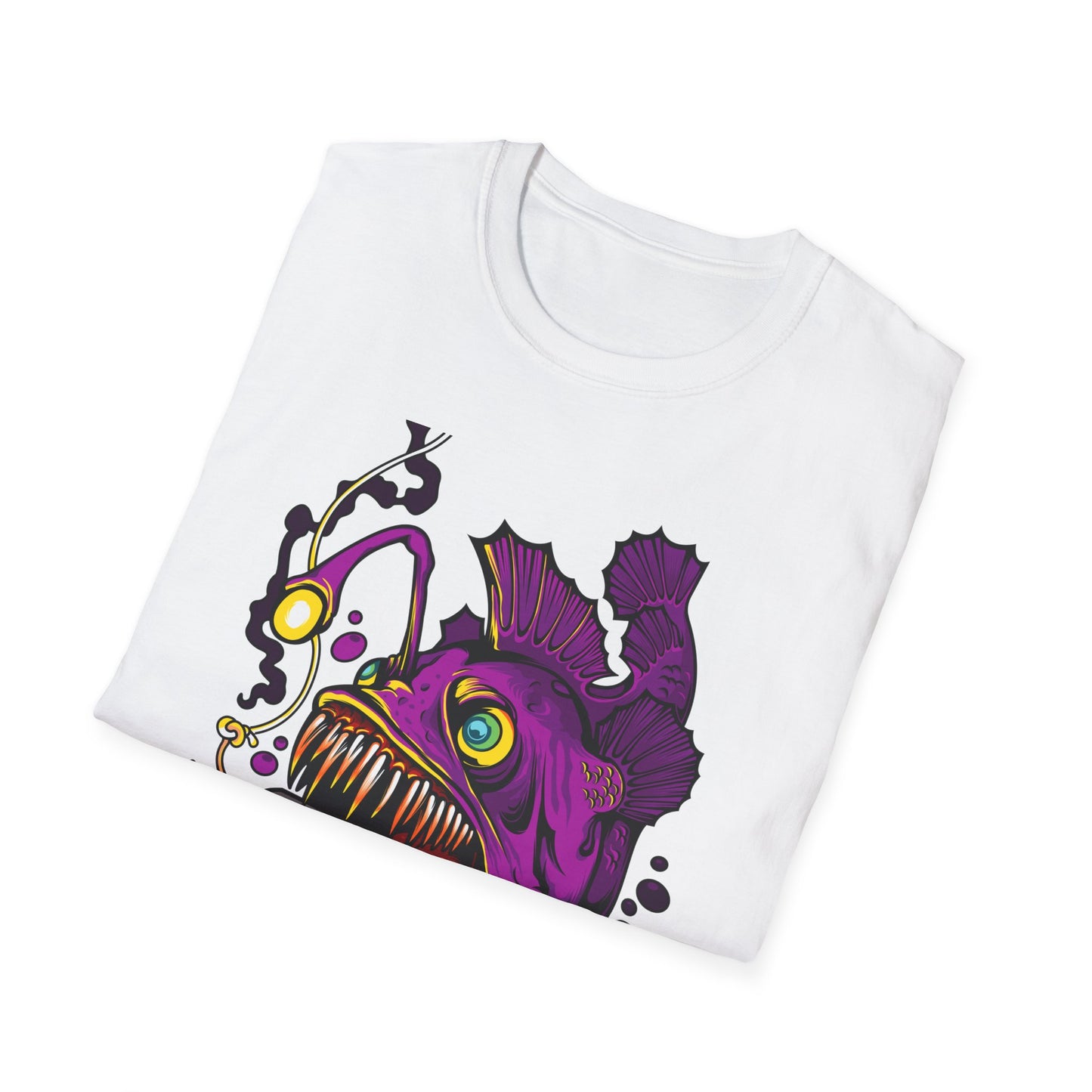 Fierce Anglerfish Smartphone T-Shirt - Deep Sea Tech Monster Graphic Tee | Unique & Trendy Gift for Gamers