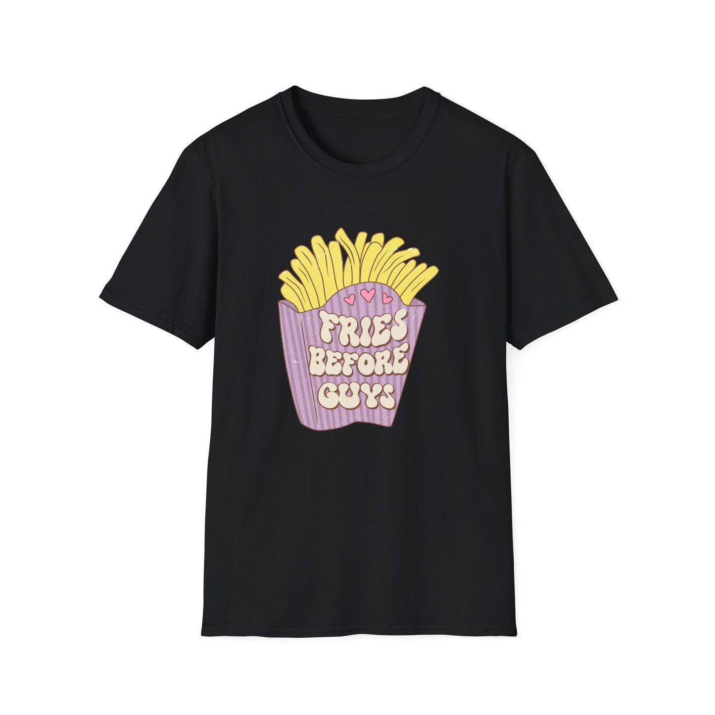 Hilarious "Fries Before Guys" T-Shirt | Trendy Retro Foodie Tee for Women, Bachelorette Parties & Best Friend Gifts