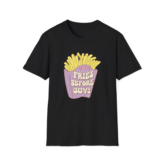 Hilarious "Fries Before Guys" T-Shirt | Trendy Retro Foodie Tee for Women, Bachelorette Parties & Best Friend Gifts