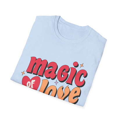 Enchanting 'Magic of Love' Groovy T-Shirt | Retro Valentine's Day Heart Tee | Whimsical, Cute & Romantic Gift