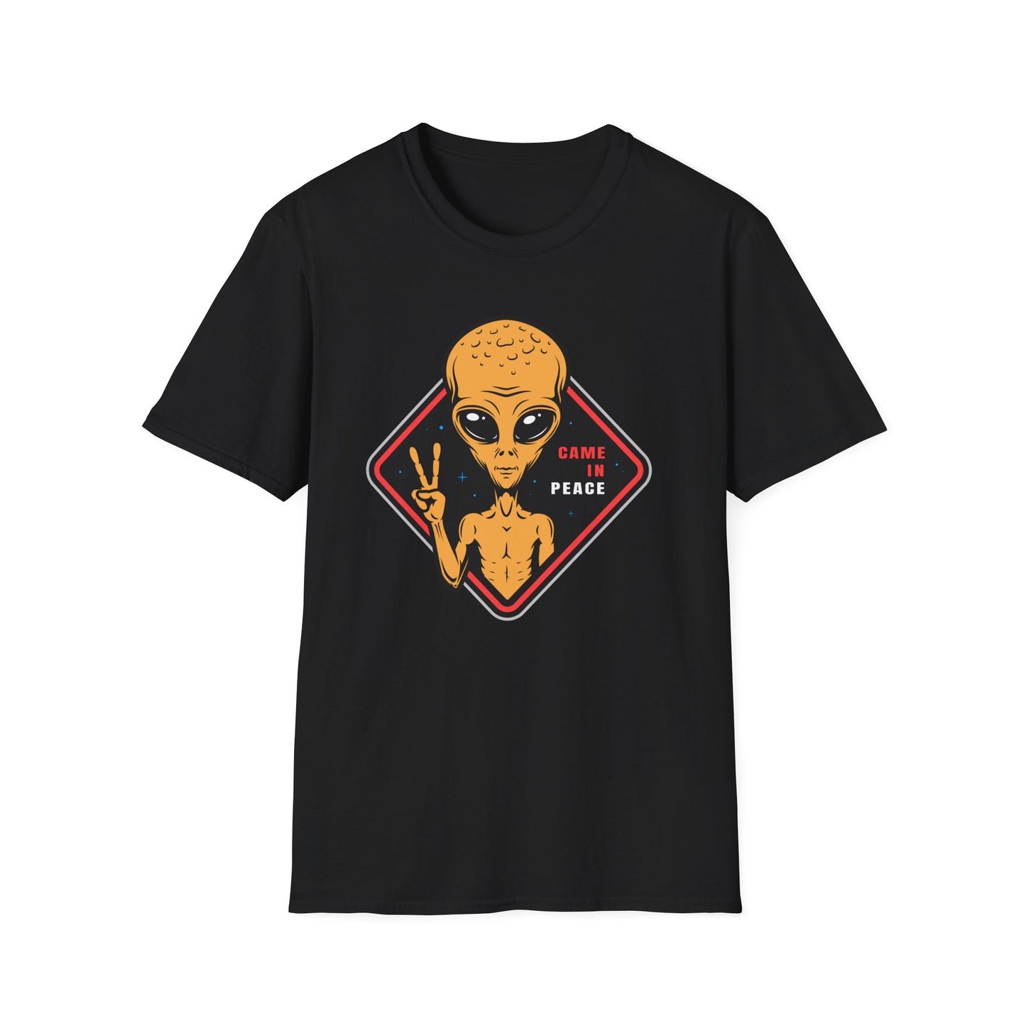 Epic Alien Came In Peace T-Shirt - Cool Sci-Fi UFO Tee with Peace Sign - Vintage Extraterrestrial Graphic Top for Fans!
