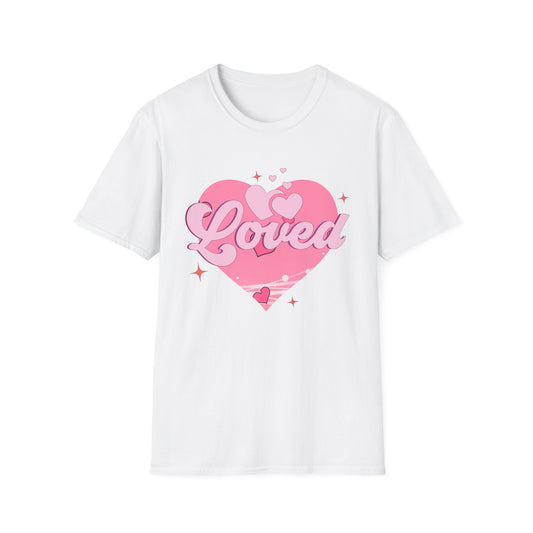 Loved Pink Heart T-Shirt | Trendy Aesthetic Graphic Tee for Women | Cute Self-Love & Valentine's Day Gift