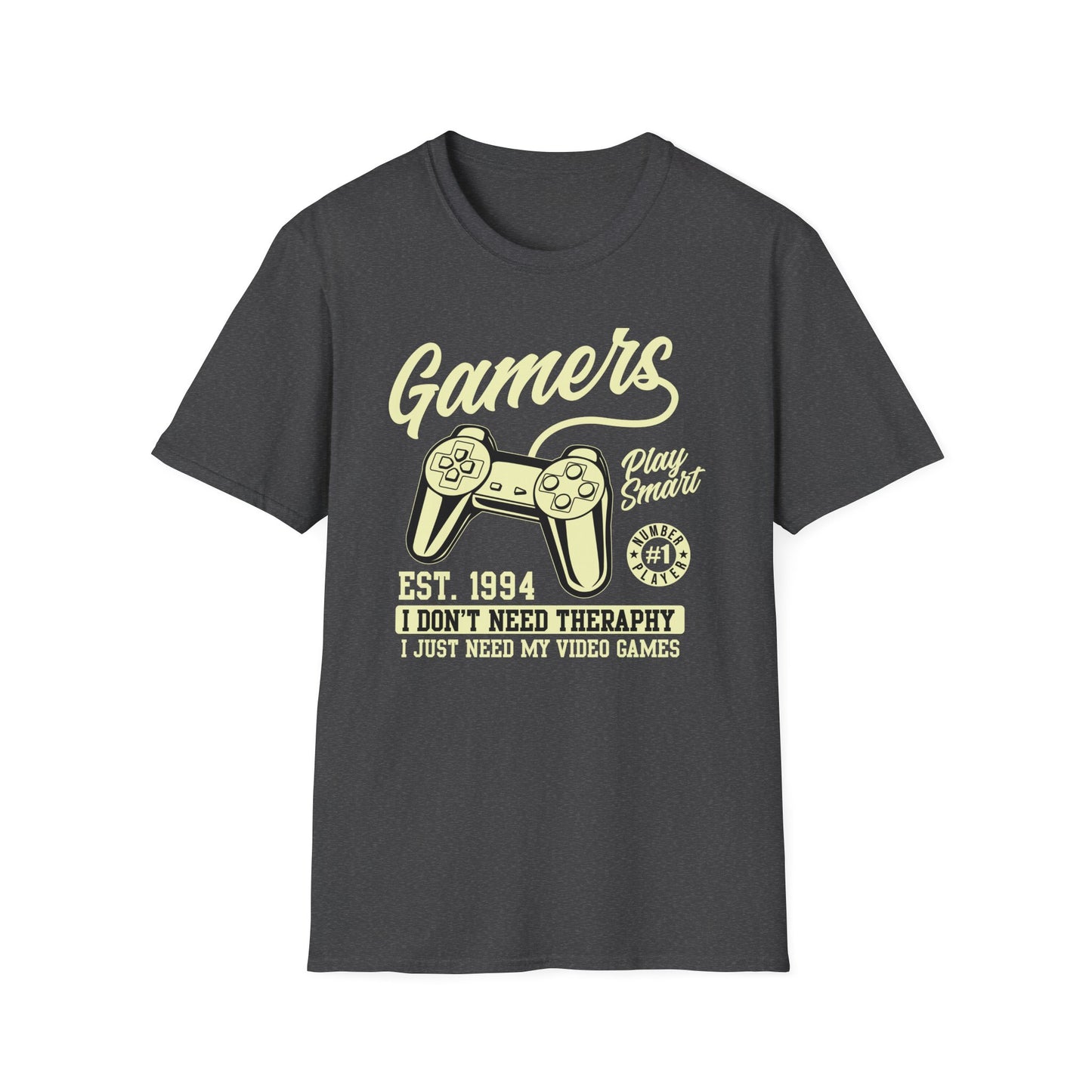 Hilarious Gamer T-Shirt: 'I Don't Need Therapy, Just My Video Games' - Retro Controller Tee for Ultimate Gaming Fans!