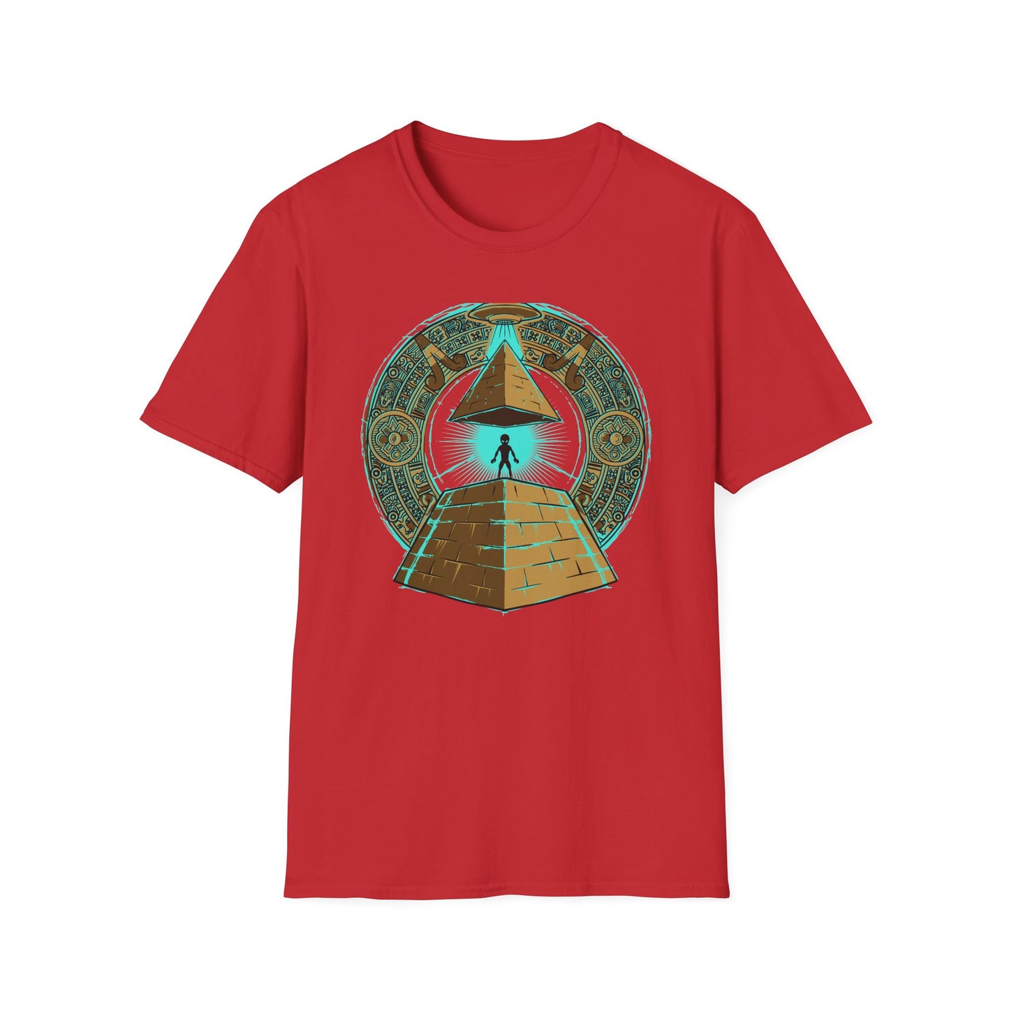 Epic Ancient Aliens T-Shirt: UFO & Pyramids with Aztec Calendar Design | Sci-Fi Mystery & Conspiracy Tee