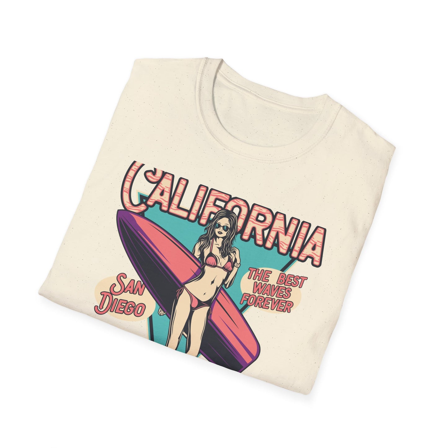 California Surfing Paradise T-Shirt | Retro San Diego Beach Babe Tee - Iconic Summer Waves & Vacation Apparel