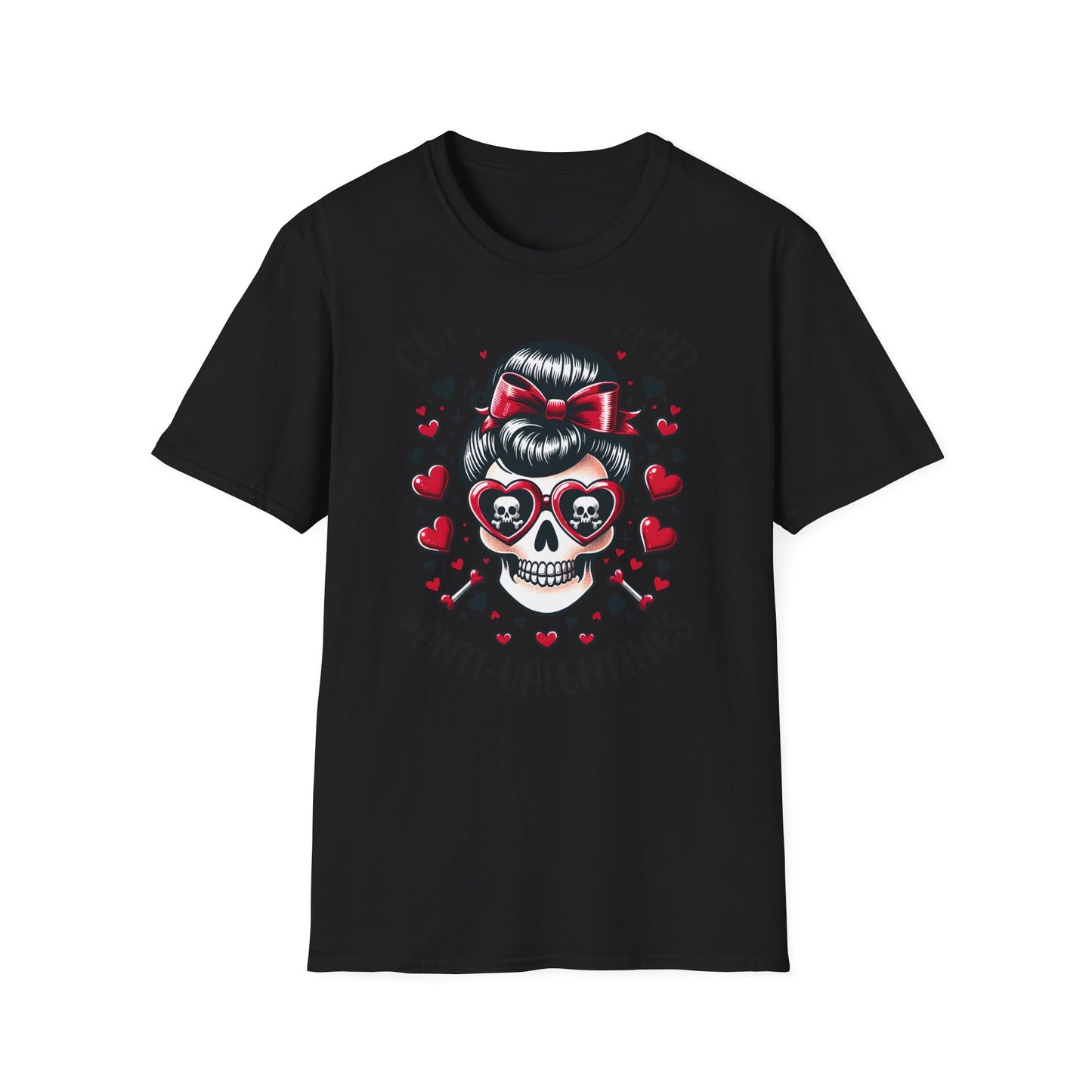 Epic Anti-Valentines Skull T-Shirt - Sarcastic "Cupid Is Stupid" Tee for Edgy Souls