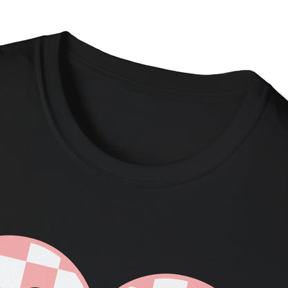 Trendy 'Be Mine' Valentine's T-Shirt | Cute Pink Checkerboard Heart Tee | Retro Y2K Love Gift for Her