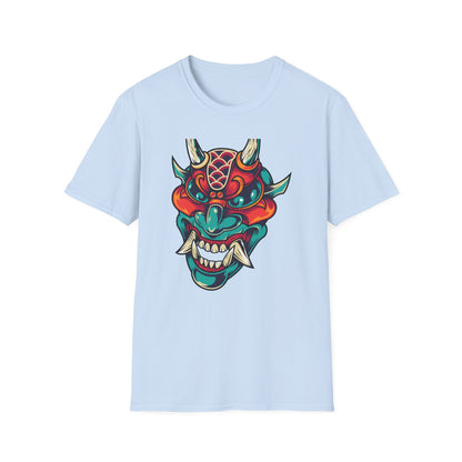 Epic Vibrant Japanese Oni Demon Mask T-Shirt | Mystical Hannya Culture Tee | Bold Streetwear Graphic Art