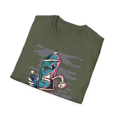Bold Graffiti Spray Can T-Shirt - Edgy Urban Art Graphic Tee for Streetwear Fans | Unique Must-Have Design