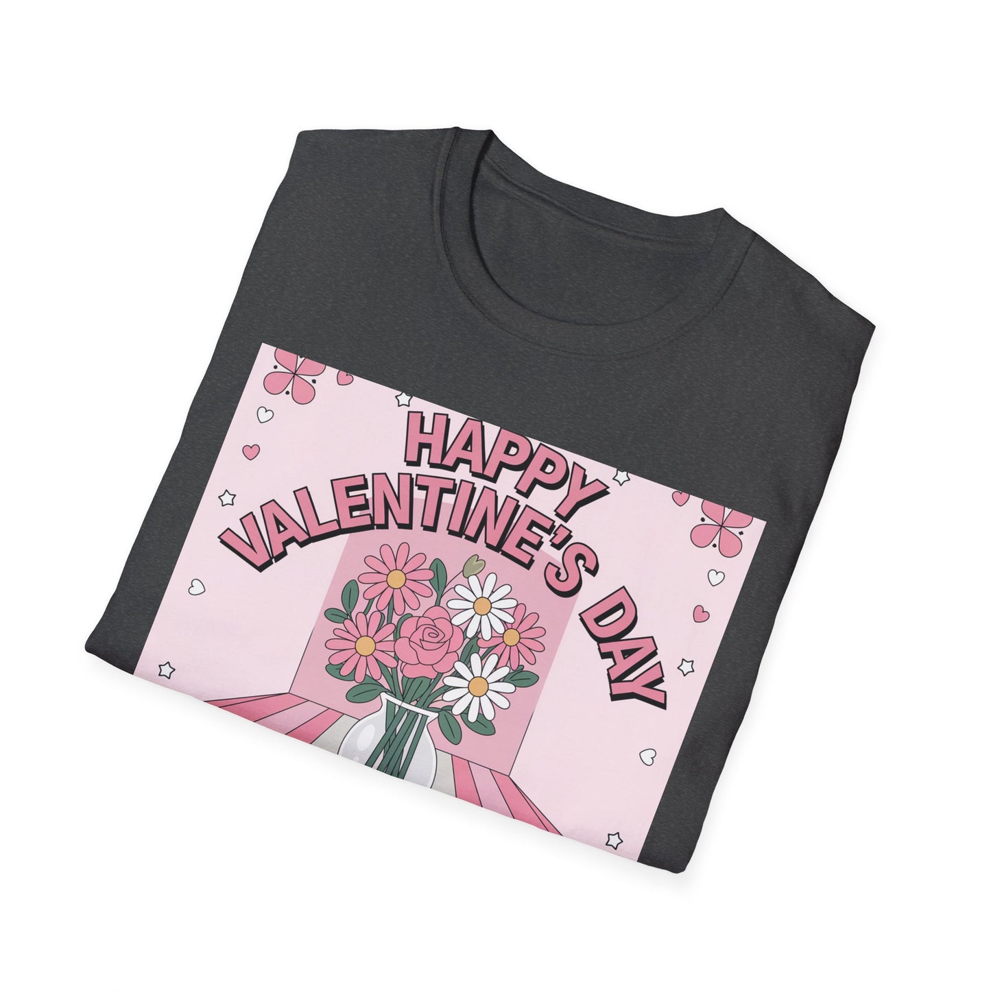 Groovy Valentine's Day Flowers T-Shirt | Charming Retro Love Bouquet Graphic Tee | Sweet Heart & Letter Gift for Her