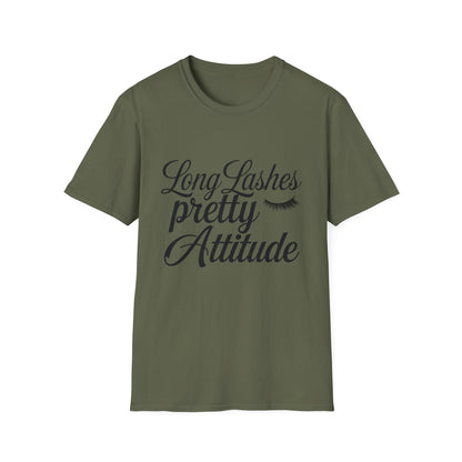 Long Lashes Pretty Attitude T-Shirt | Chic Makeup Lover Tee | Fierce & Fabulous Women's Beauty Statement Top