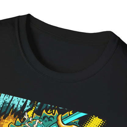 Epic 'WAVE I'M COMING' Monster T-Shirt - Hilarious Swimming Dragon & Duck Float Graphic Tee for Summer Fun & Beach Adventures