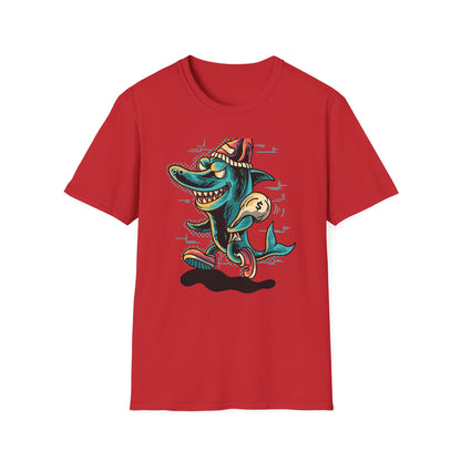 Epic Shark Mafia T-Shirt – Cool Urban Gangster Shark Tee with Money Bag | Unique Streetwear Graphic for Men & Teens