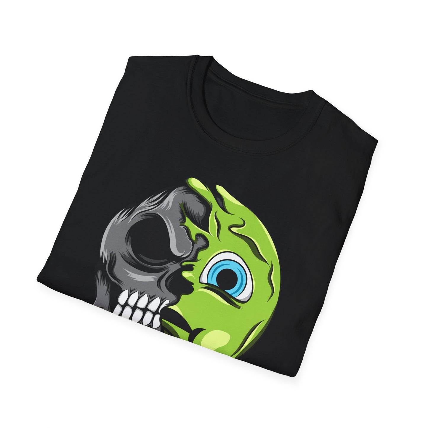 Epic Melting Skull & Slime T-Shirt - Vibrant Half-Skull Gooey Monster Graphic Tee for Edgy & Alternative Style