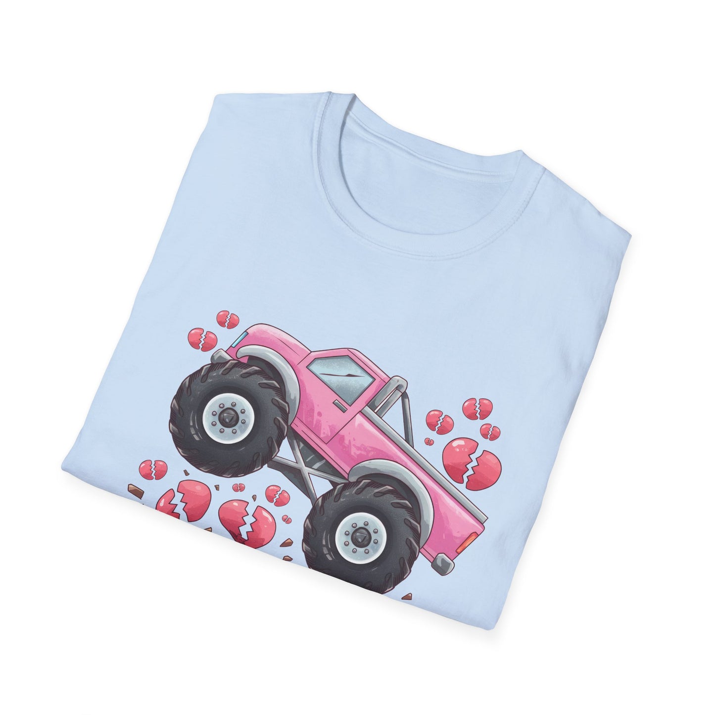 Epic Heart Crusher Monster Truck T-Shirt | Anti-Valentine's Day Breakup Tee | Sarcastic Love Humor Top