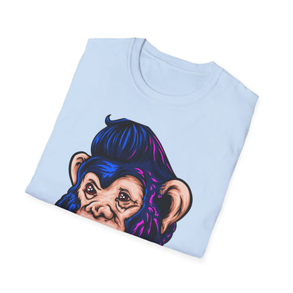 Bold Punk Chimp T-Shirt | Edgy Monkey with Attitude & Rad Pompadour Hair | Unique Streetwear Animal Art Tee