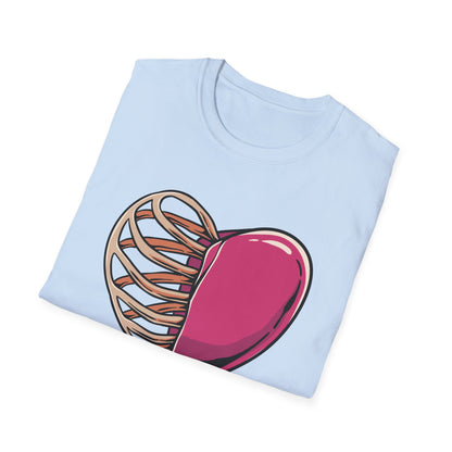 Intriguing Half Heart Rib Cage T-Shirt | Unique Anatomical Love & Vulnerability Tee Design
