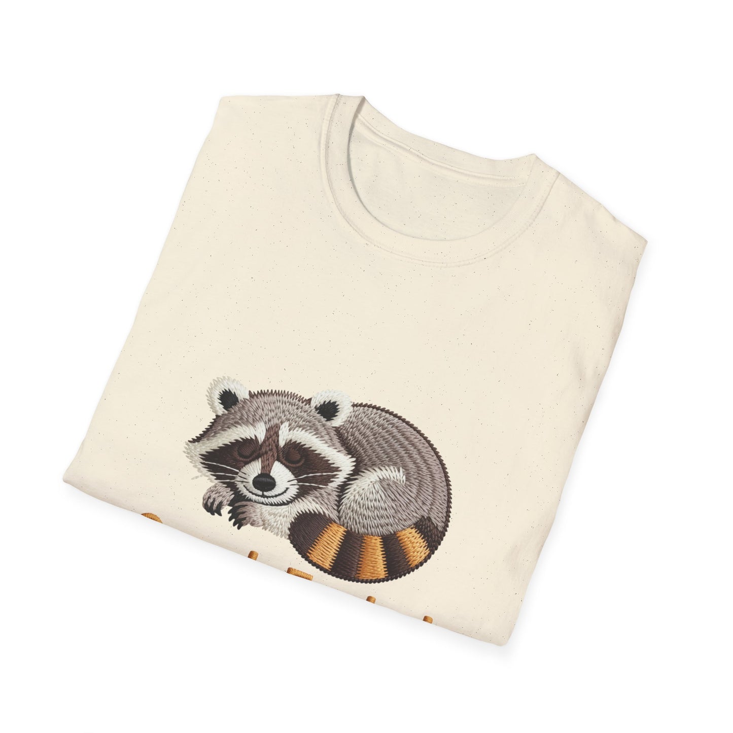 Adorable "Snack Fueled" Sleeping Raccoon T-Shirt | Cozy Animal Lover Tee - Perfect Funny Gift for Foodies & Nappers!