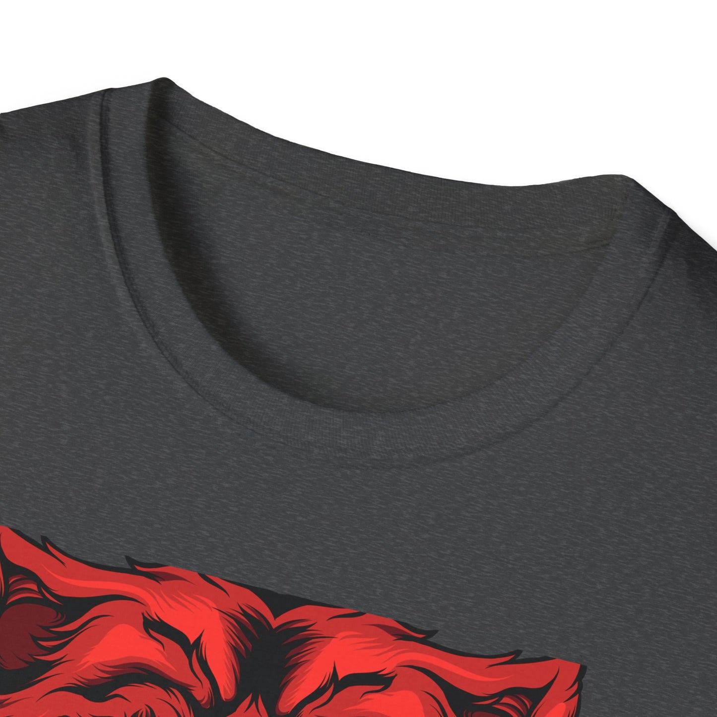 Fierce Red Snarling Beast T-Shirt: Unleash Your Inner Power - Aggressive Wolf Head Graphic Tee