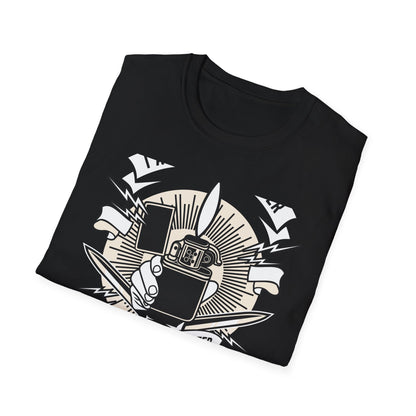 Firestarter Sweet Disaster T-Shirt - Iconic Lighter Flame Graphic Tee for Rebels & Music Lovers