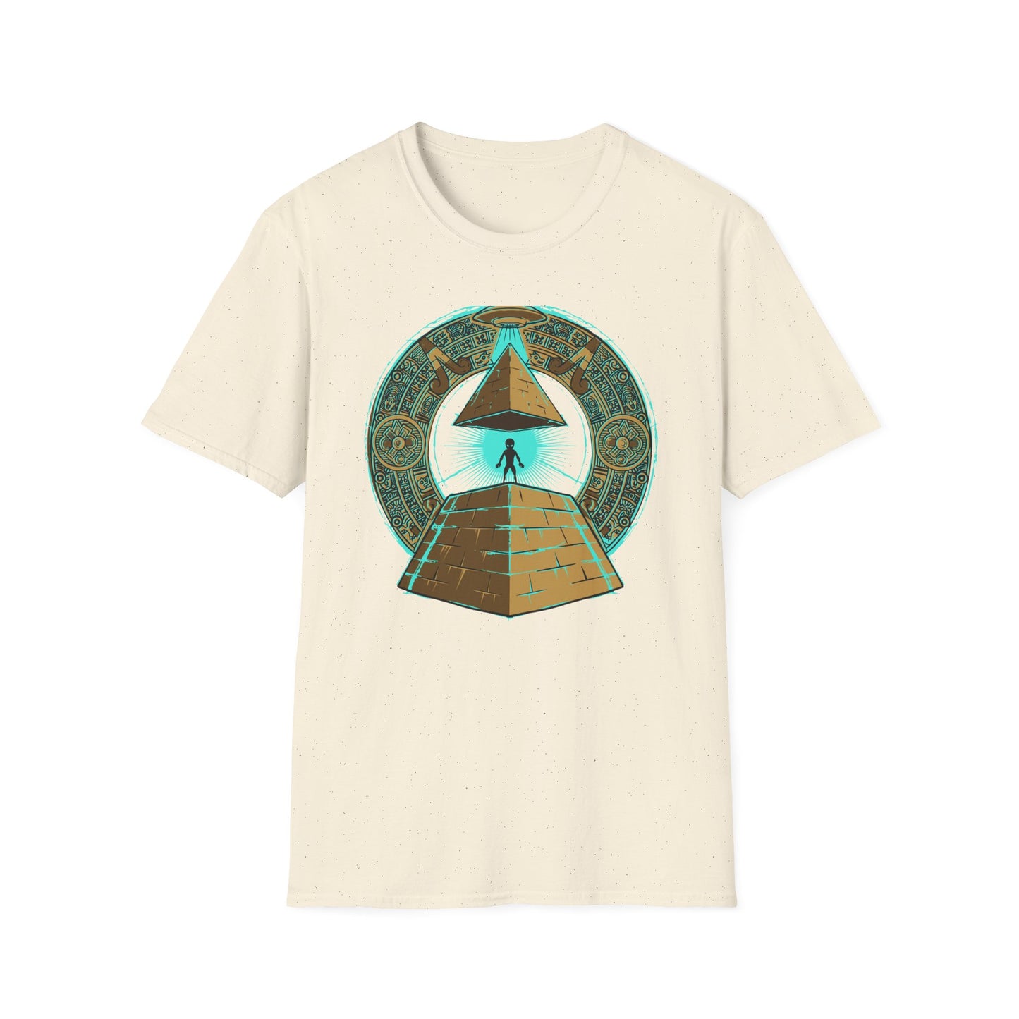 Epic Ancient Aliens T-Shirt: UFO & Pyramids with Aztec Calendar Design | Sci-Fi Mystery & Conspiracy Tee