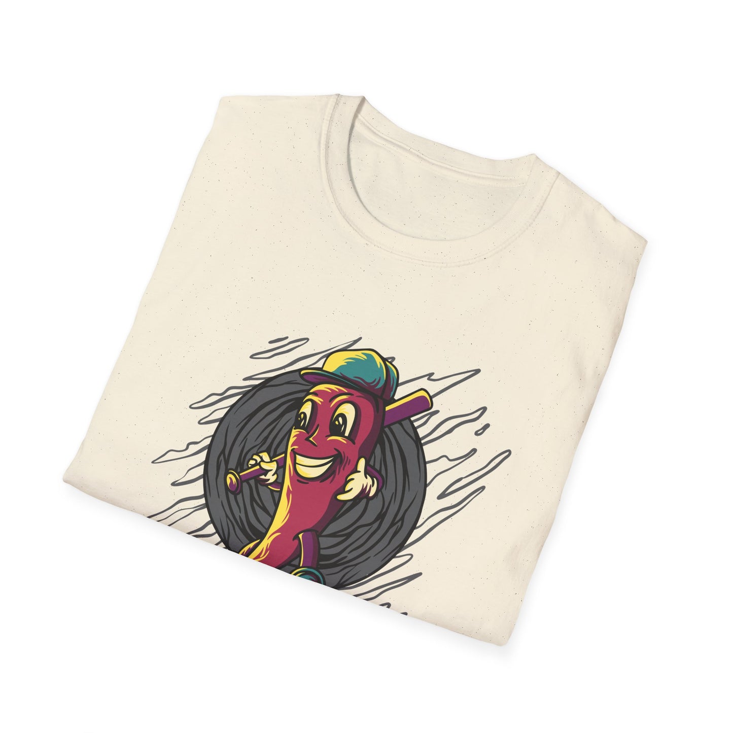 Epic Chili Pepper Baseball Player T-Shirt - Vibrant Cartoon Hot Pepper Tee for Sports Fans | Unique Game Day Apparel