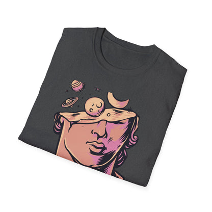 Stunning Cosmic Mind T-Shirt | Celestial Statue Aesthetic Art Tee | Unique Space & Planets Dreamer Top