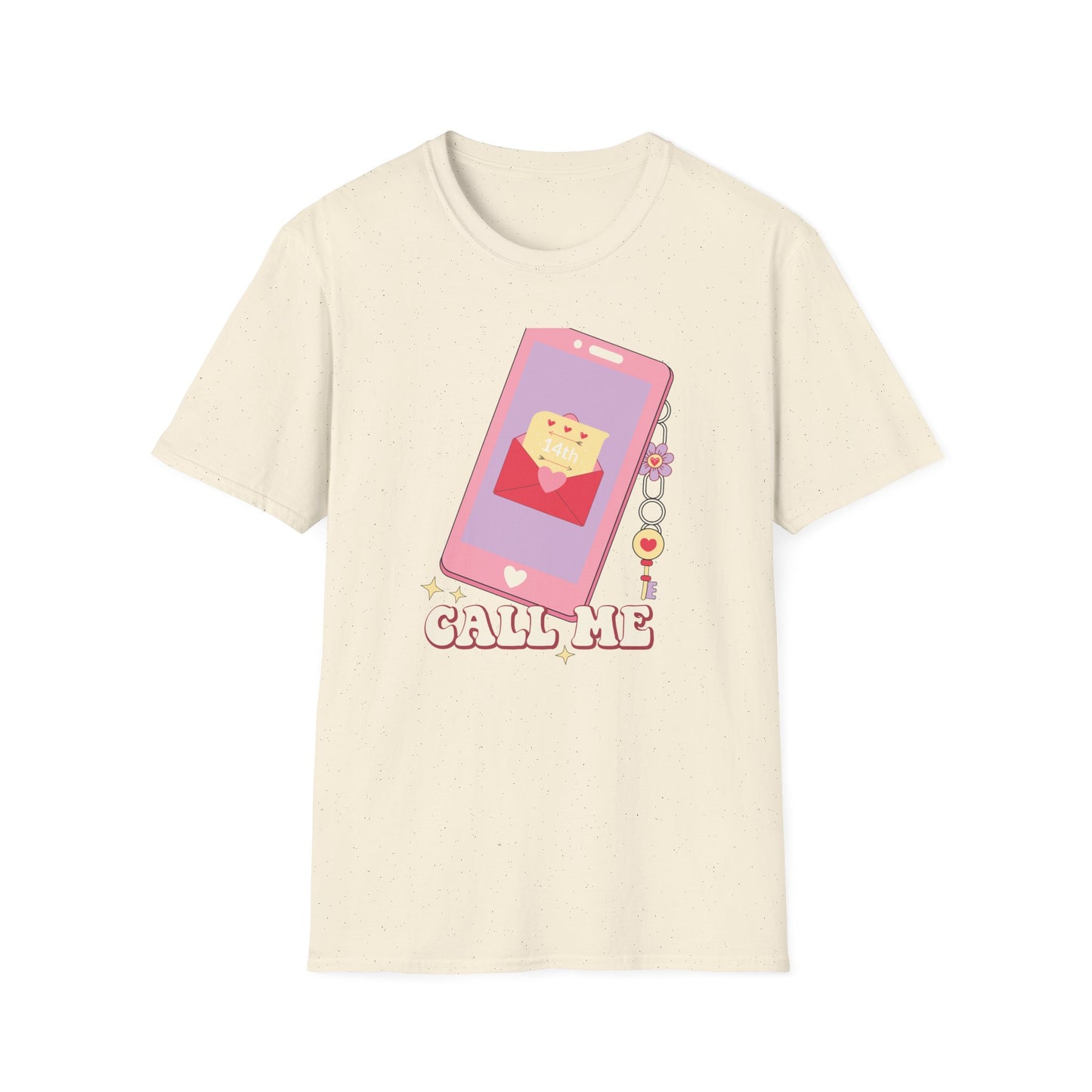 Sweet 'Call Me' Valentine's Day T-Shirt | Retro Love Letter Phone Tee | Adorable Romantic Gift for Her & Him