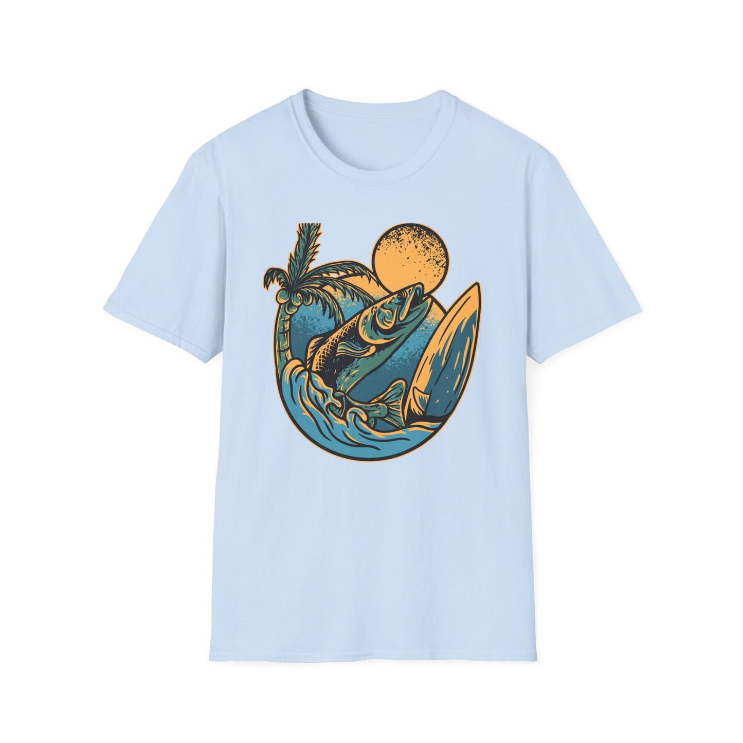 Epic Jumping Fish T-Shirt - Vintage Tropical Ocean Surf & Fishing Tee for Beach Lovers & Anglers - Cool Summer Apparel