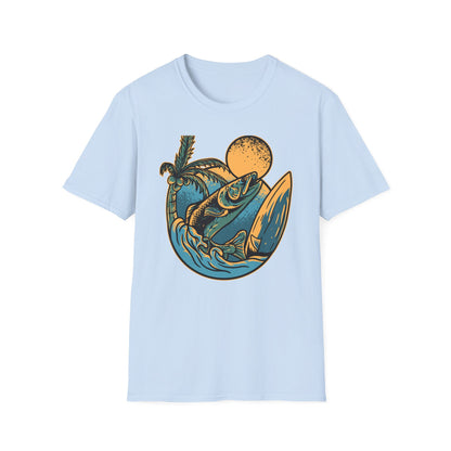 Epic Jumping Fish T-Shirt - Vintage Tropical Ocean Surf & Fishing Tee for Beach Lovers & Anglers - Cool Summer Apparel