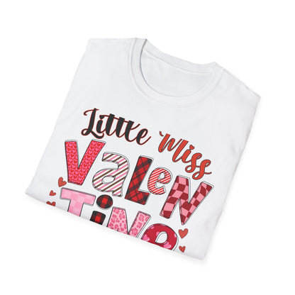 Charming Little Miss Valentine T-Shirt | Girls' Trendy Mixed Pattern Heart Day Tee