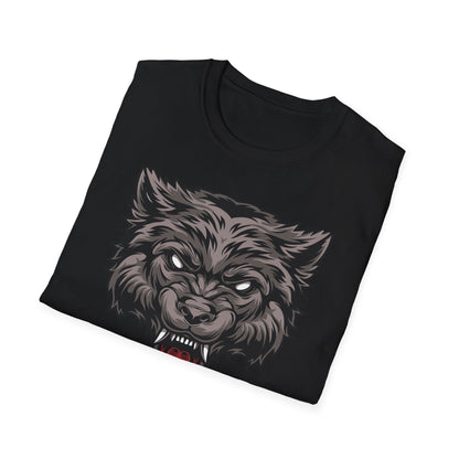 Unleash Your Inner Beast: Fierce Snarling Alpha Wolf T-Shirt - Dominant Wildlife Graphic Tee for Men