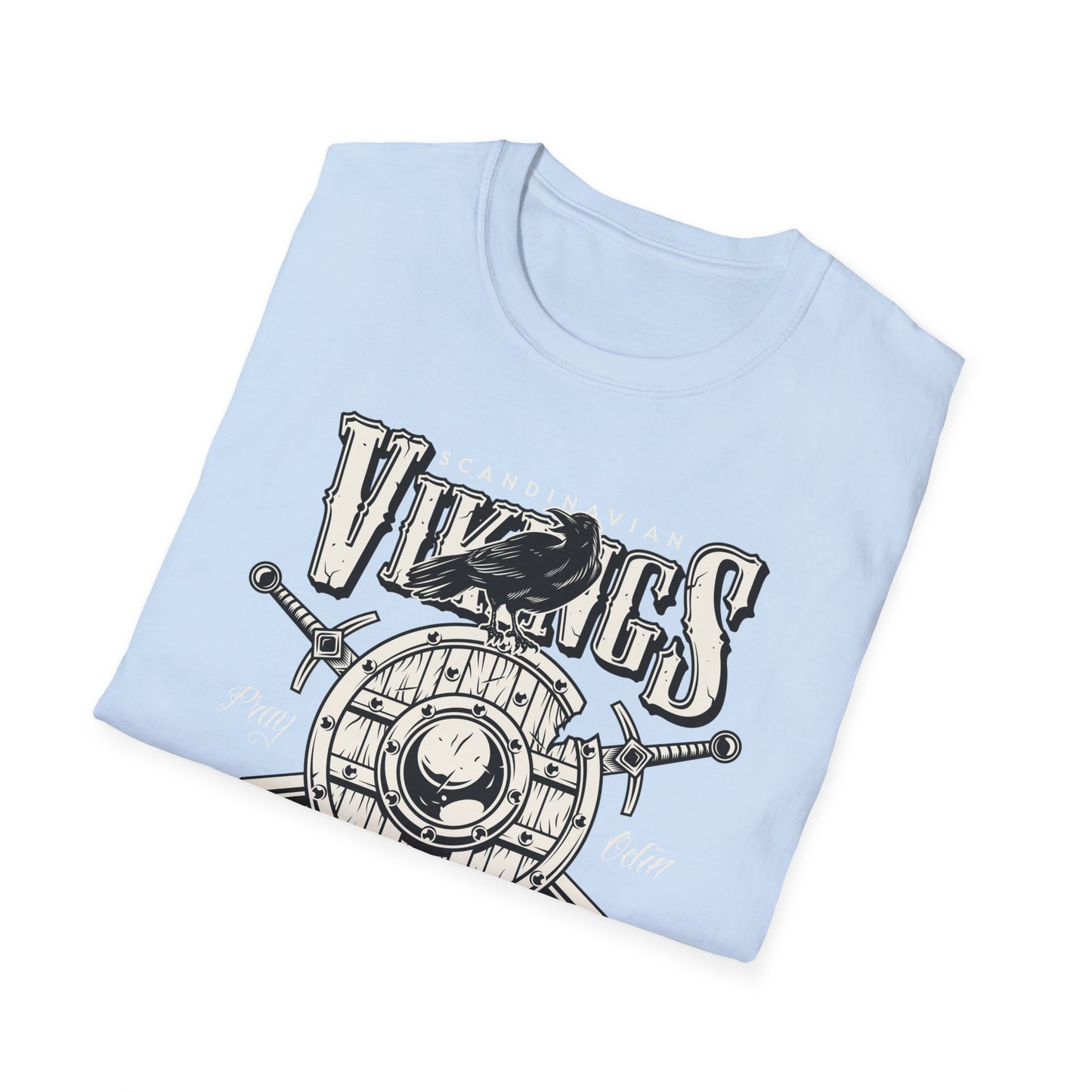 Epic Norse Viking Valhalla T-Shirt with Odin's Raven & Shield | Powerful Scandinavian Mythology Tee