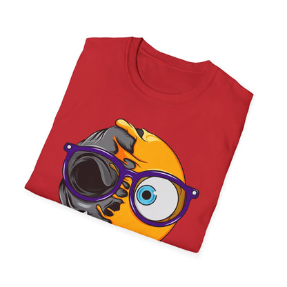 Unique Half Emoji Skull T-Shirt | Bold Melting Face Graphic Tee | Edgy Dual Personality Design for Distinct Style Seekers