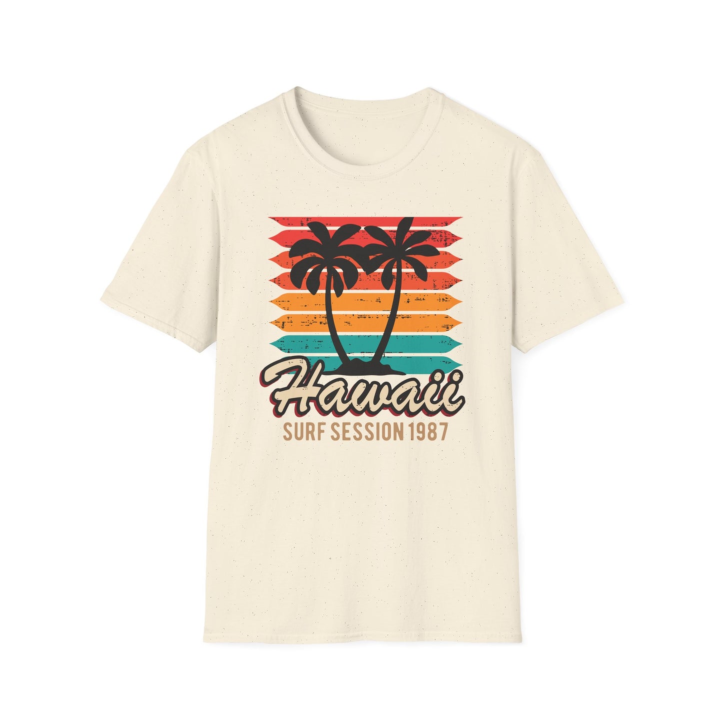 Awesome Vintage Hawaii Surf Session 1987 T-Shirt | Retro Palm Tree Beach Sunset Tee for 80s Style