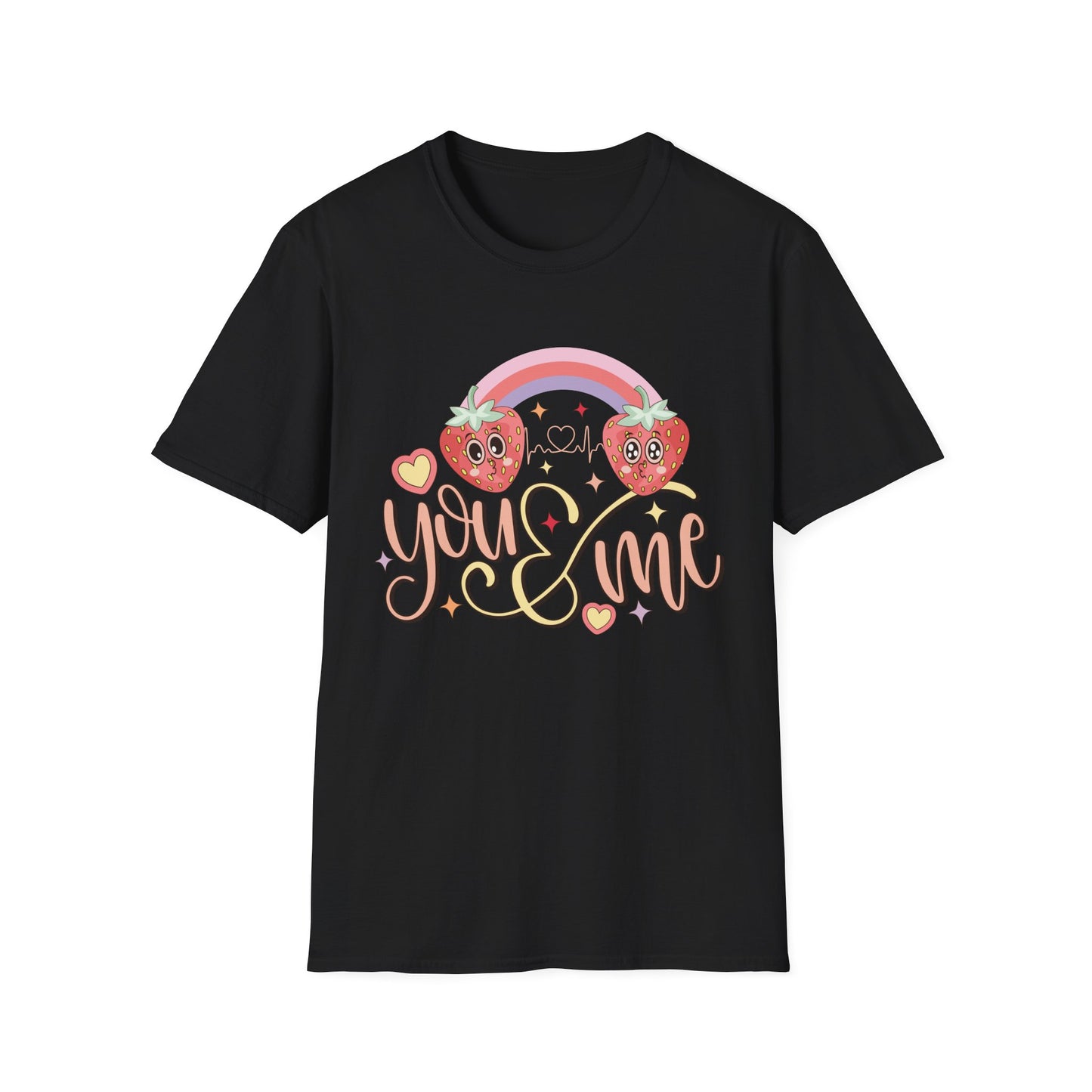 Adorable You & Me Strawberry Couple T-Shirt - Sweet Kawaii Love Design, Perfect Romantic Valentine's Day Gift