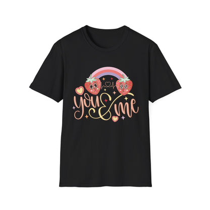 Adorable You & Me Strawberry Couple T-Shirt - Sweet Kawaii Love Design, Perfect Romantic Valentine's Day Gift