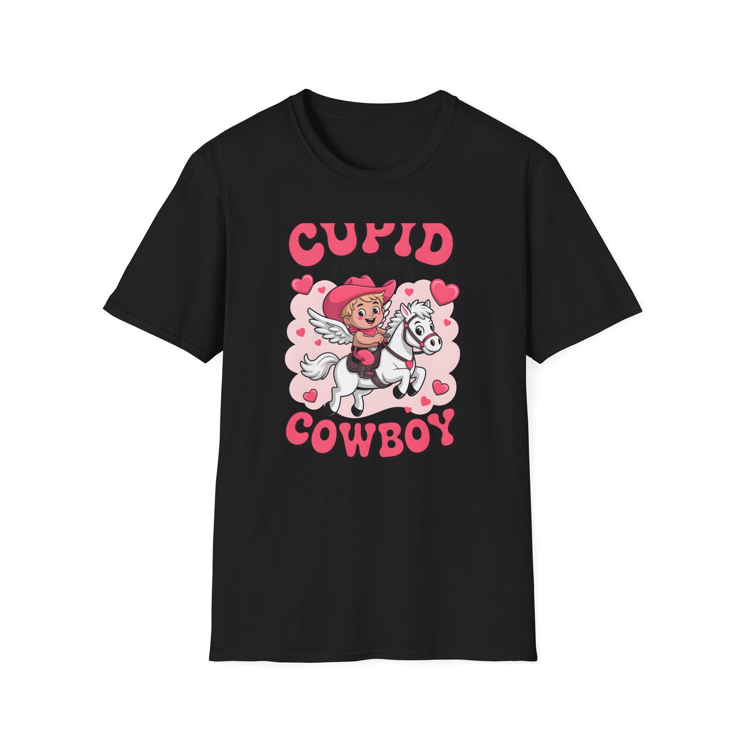 Adorable Cupid Find Me A Cowboy T-Shirt - Cute Valentine's Day Western Love Tee | Funny Rodeo Romance Shirt for Women