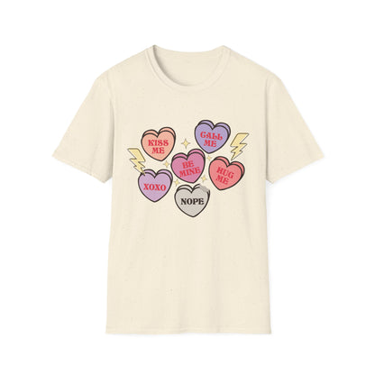 Cute & Sarcastic Retro Conversation Hearts T-Shirt | Funny Valentine's Day 'Nope' Candy Tee Gift