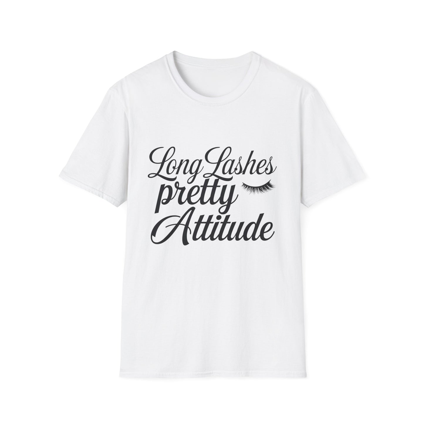 Long Lashes Pretty Attitude T-Shirt | Chic Makeup Lover Tee | Fierce & Fabulous Women's Beauty Statement Top