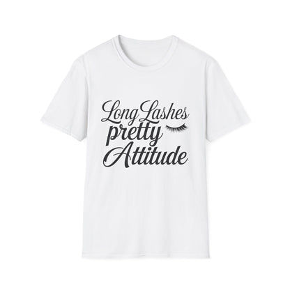 Long Lashes Pretty Attitude T-Shirt | Chic Makeup Lover Tee | Fierce & Fabulous Women's Beauty Statement Top