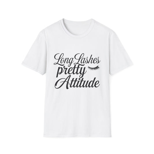 Long Lashes Pretty Attitude T-Shirt | Chic Makeup Lover Tee | Fierce & Fabulous Women's Beauty Statement Top