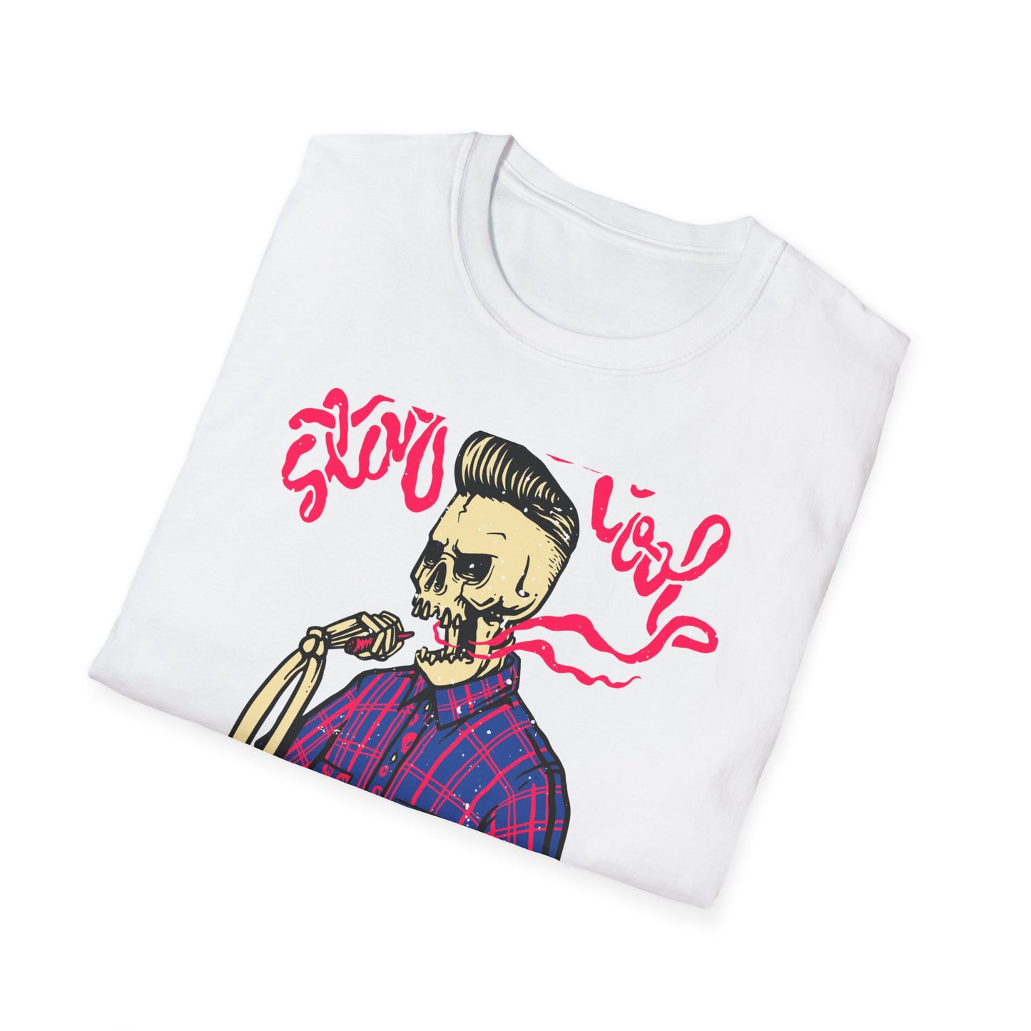 Stay Cool Skeleton Vaper T-Shirt | Edgy Greaser Pompadour Tee for Rockabilly & Alternative Style Fans