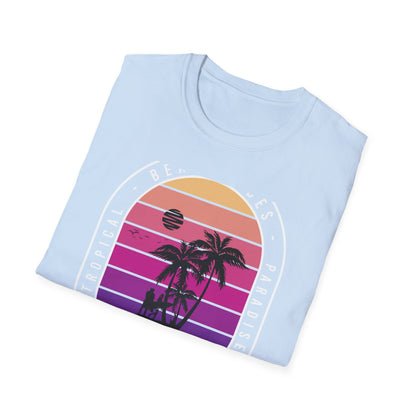 Epic Retro Sunset Hawaii Beach Vibes T-Shirt | Surfer Tropical Paradise Vacation Tee | Island Palm Tree Design Gift