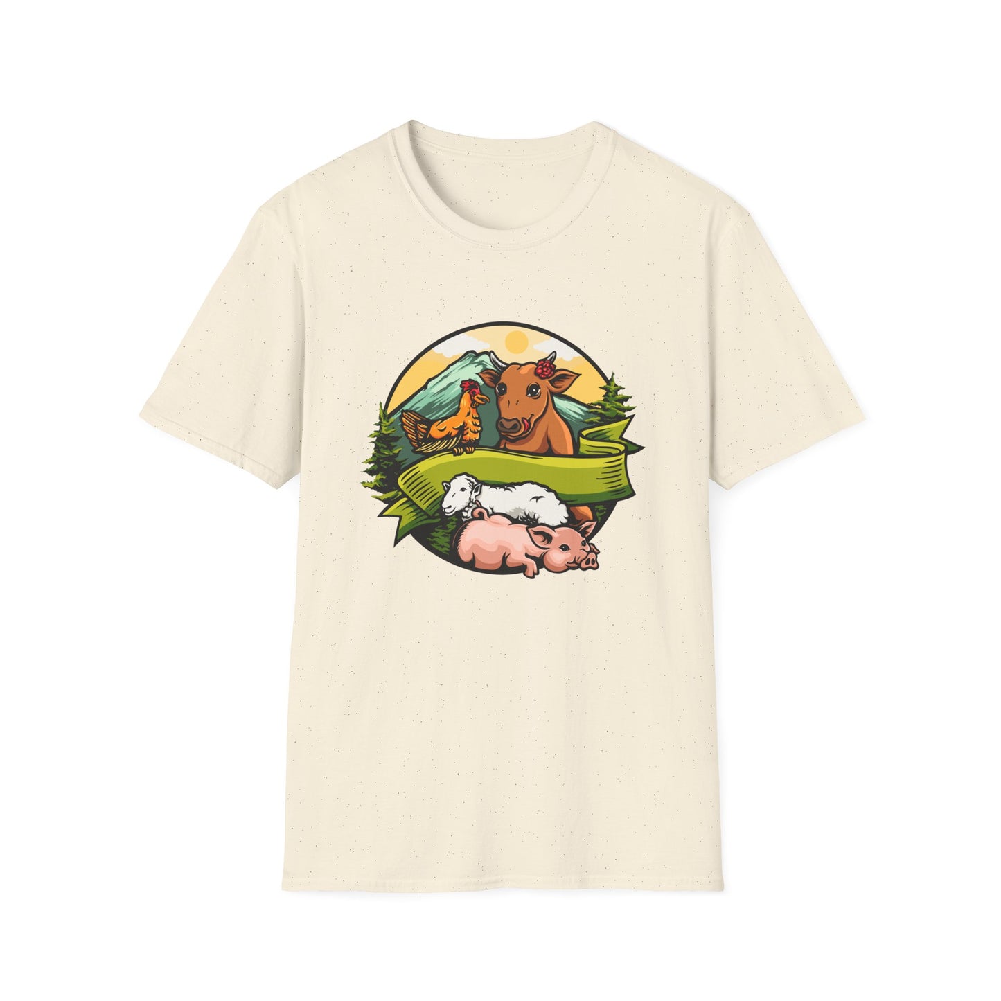 Charming Farm Animal Friends T-Shirt | Adorable Rustic Country Life Tee | Cow, Pig, Sheep & Chicken Design | Nature Lover's Gift