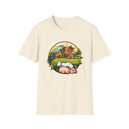 Charming Farm Animal Friends T-Shirt | Adorable Rustic Country Life Tee | Cow, Pig, Sheep & Chicken Design | Nature Lover's Gift