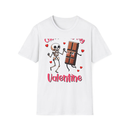 Funny Skeleton & Chocolate Valentine T-Shirt - Adorable 'Chocolate is My Valentine' Tee for Sweethearts & Singles